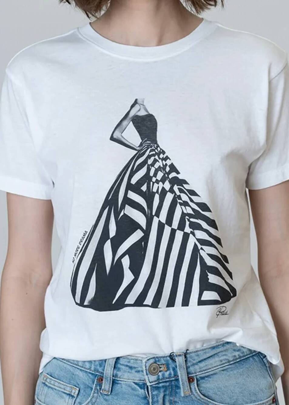 NEW CPRESS STUDIO no more drama mushie tee in worn white